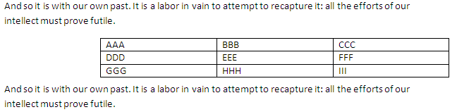 Table Indent